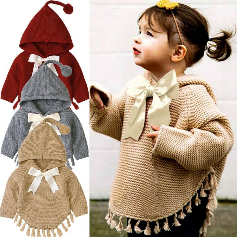 Manteau Bébé Fille, Cape, Manche Longue, Pull, Nœud, Veste, Vêtements d'Extérieur, Manteau de Luxe Pour Filles