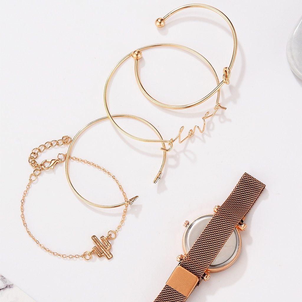 Nouvelles Montres de Luxe pour Femmes STEVVEX Montre-Bracelet à Quartz Magnétique Ciel Étoilé pour Femmes et Filles