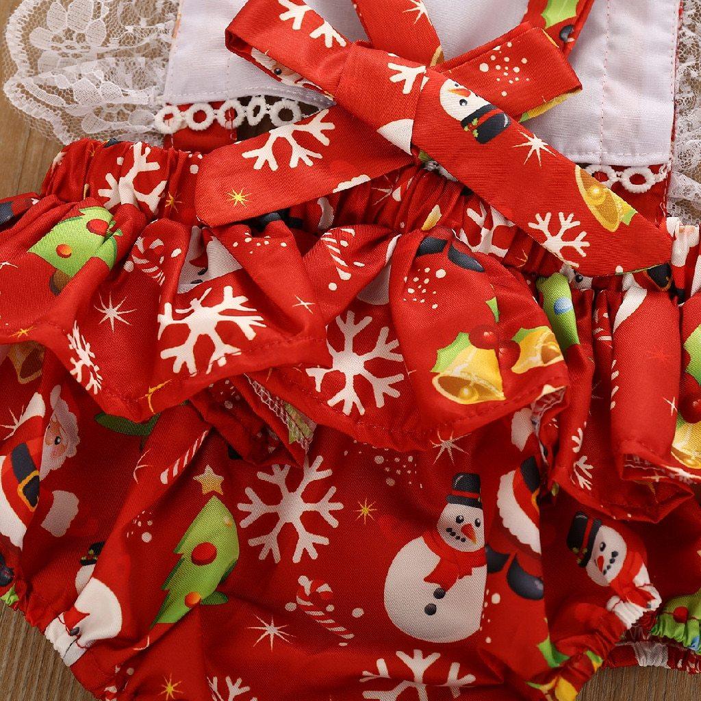 Ensemble nouveau-né pour petites filles, tenue de Noël Princesse : robe à bretelles, body et bandeau.