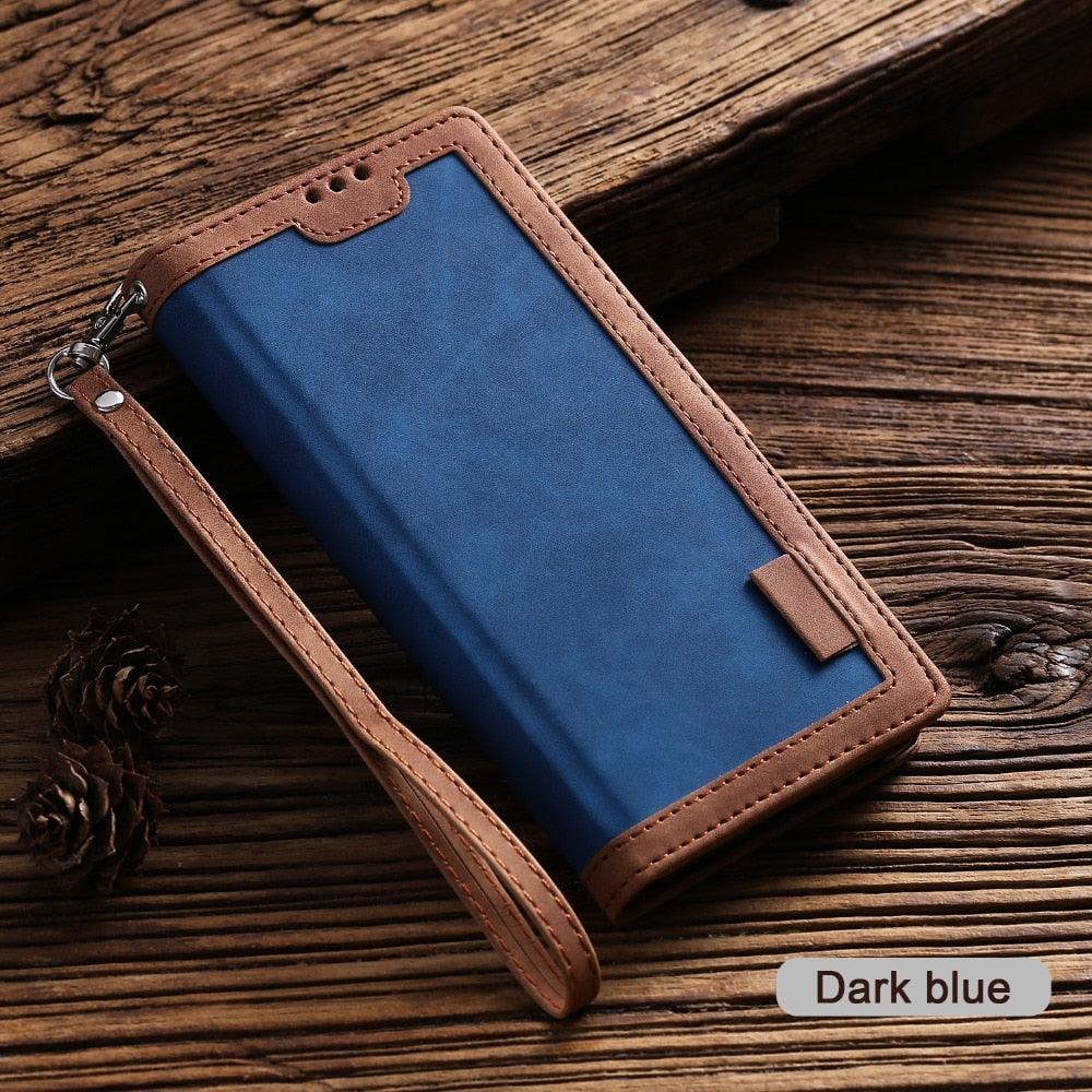Étui portefeuille de luxe en cuir magnétique à rabat pour iPhone 14 13 12 Mini 11 Pro SE, avec porte-cartes, béquille, fentes pour cartes et argent, protection intégrale à 360°