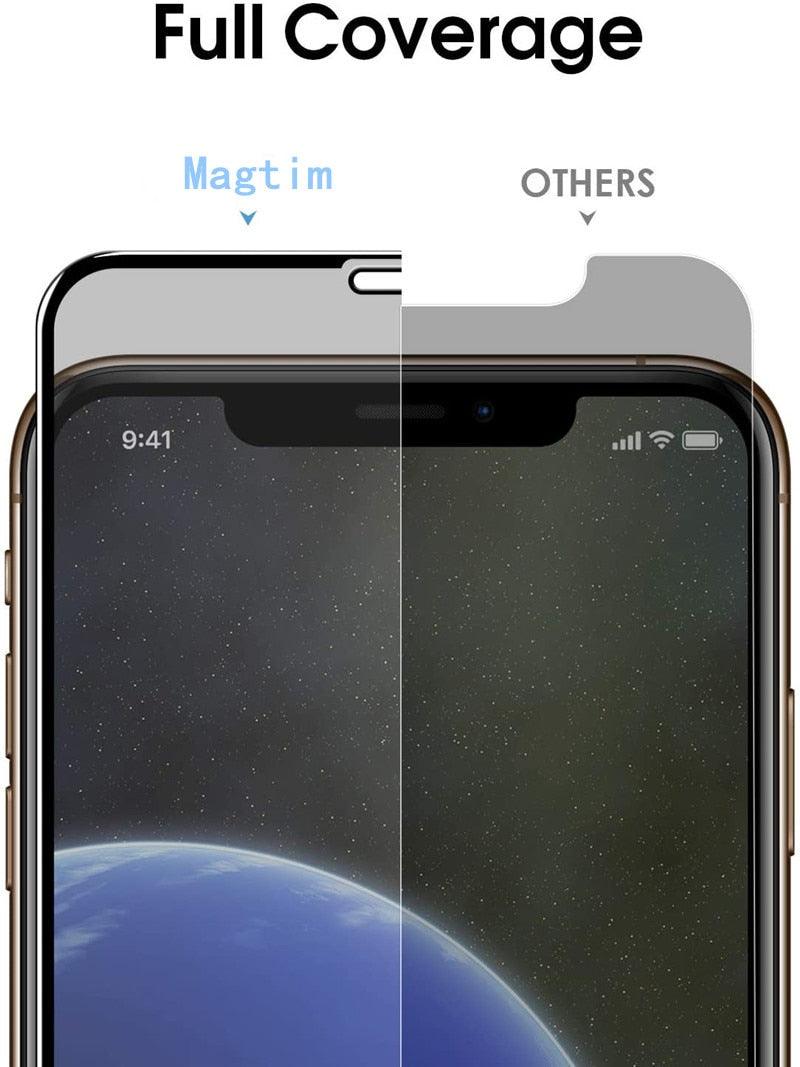 3 protections d'écran en verre trempé anti-espion pleine couverture bord noir pour iPhone 14 13 12 11 Pro MAX X XS Max XR 7 8 Plus Verre trempé colle complète bord à bord anti-rayures pour iPhone