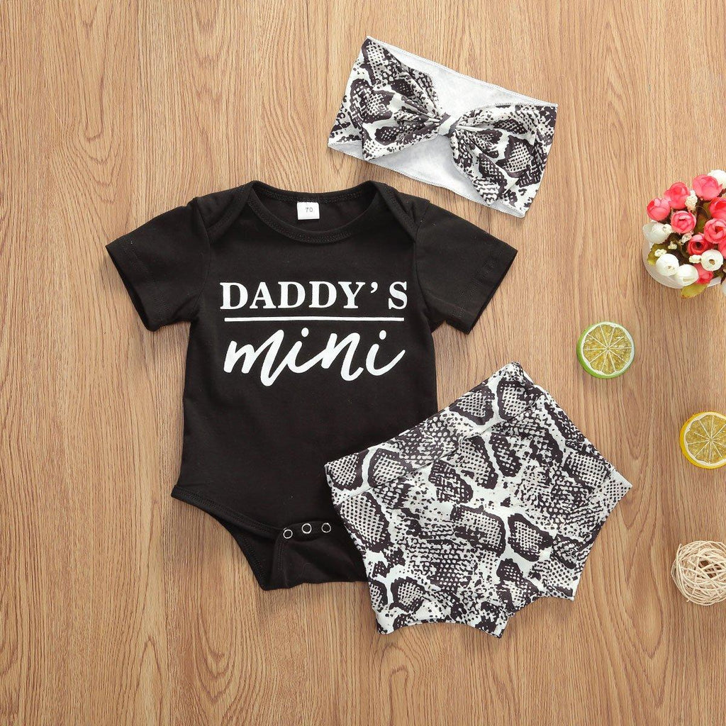 Ensemble de vêtements pour nouveau-nés bébés filles - hauts à manches courtes, short, bandeau - design élégant et moderne pour la fille à papa