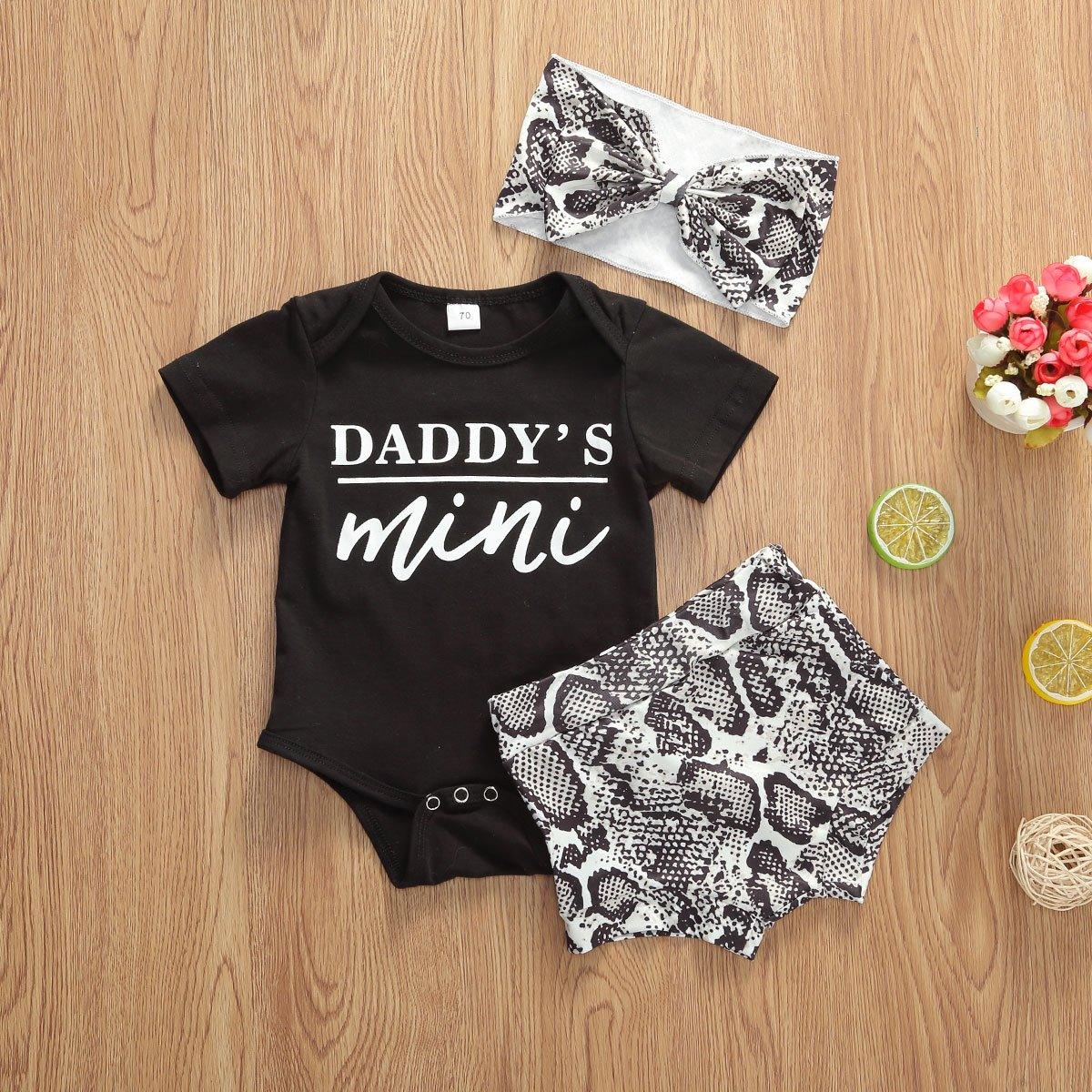 Ensemble de vêtements pour nouveau-nés bébés filles - hauts à manches courtes, short, bandeau - design élégant et moderne pour la fille à papa