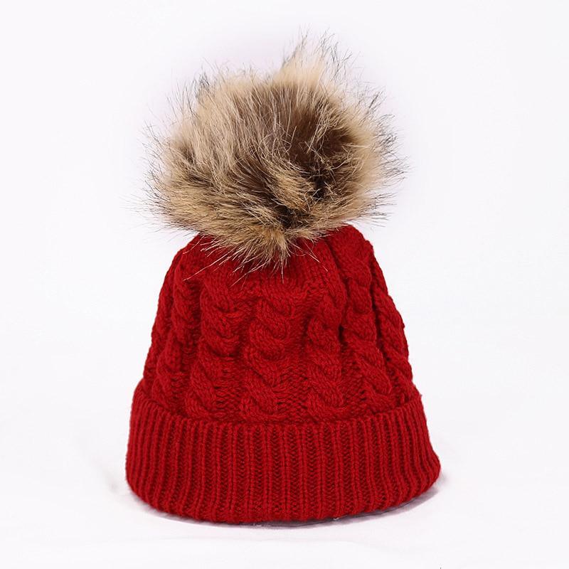 Bonnet bébé chaud hiver, avec pompon en fourrure, en tricot, pour nourrisson, tout-petit, enfant, style créateur moderne.