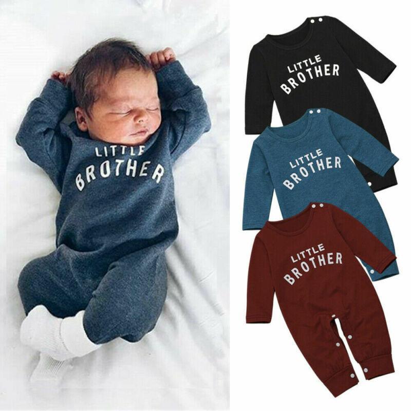 Bébé nouveau-né Filles Garçons Haut Barboteuse Combinaison Cache-couche Tenues Confortables Avec Texte Petit Frère Pour Garçons