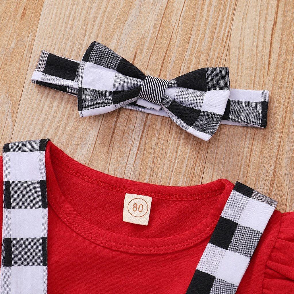 Jolies Tenues Automne Hiver Bretelles à Carreaux Robe de Noël Vêtements Jupes pour Enfants Filles