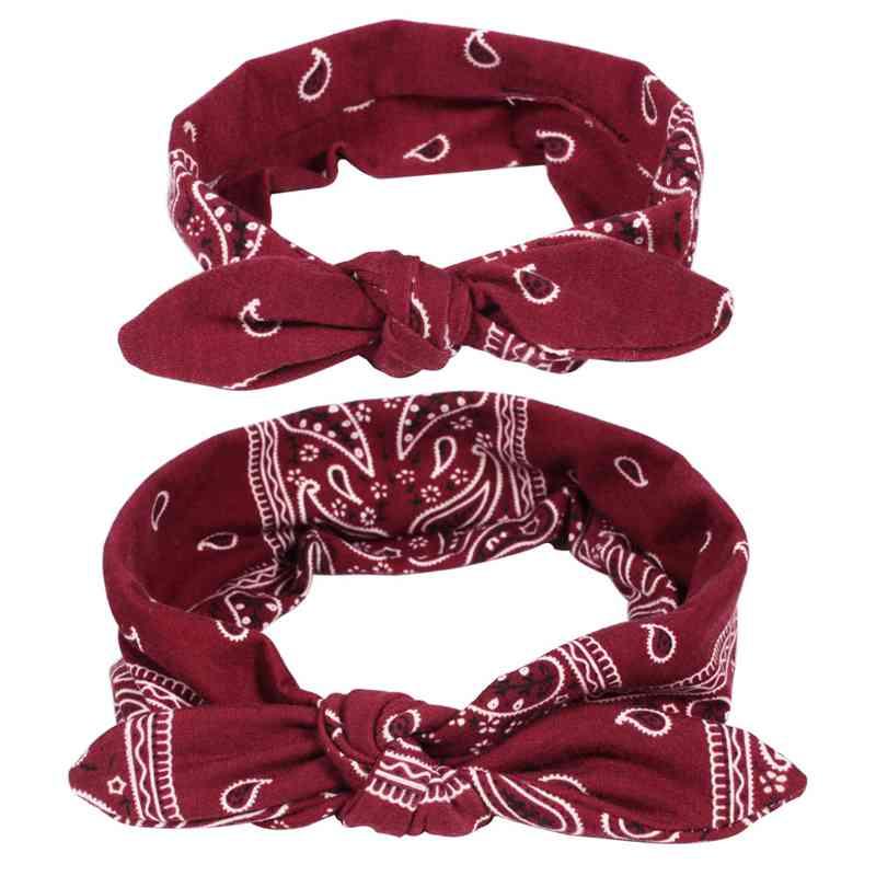 Bandeaux modernes de luxe avec nœud pour mère et bébé, turbans avec oreilles de lapin, élastiques, imprimés rétro, accessoires de coiffure parent-enfant