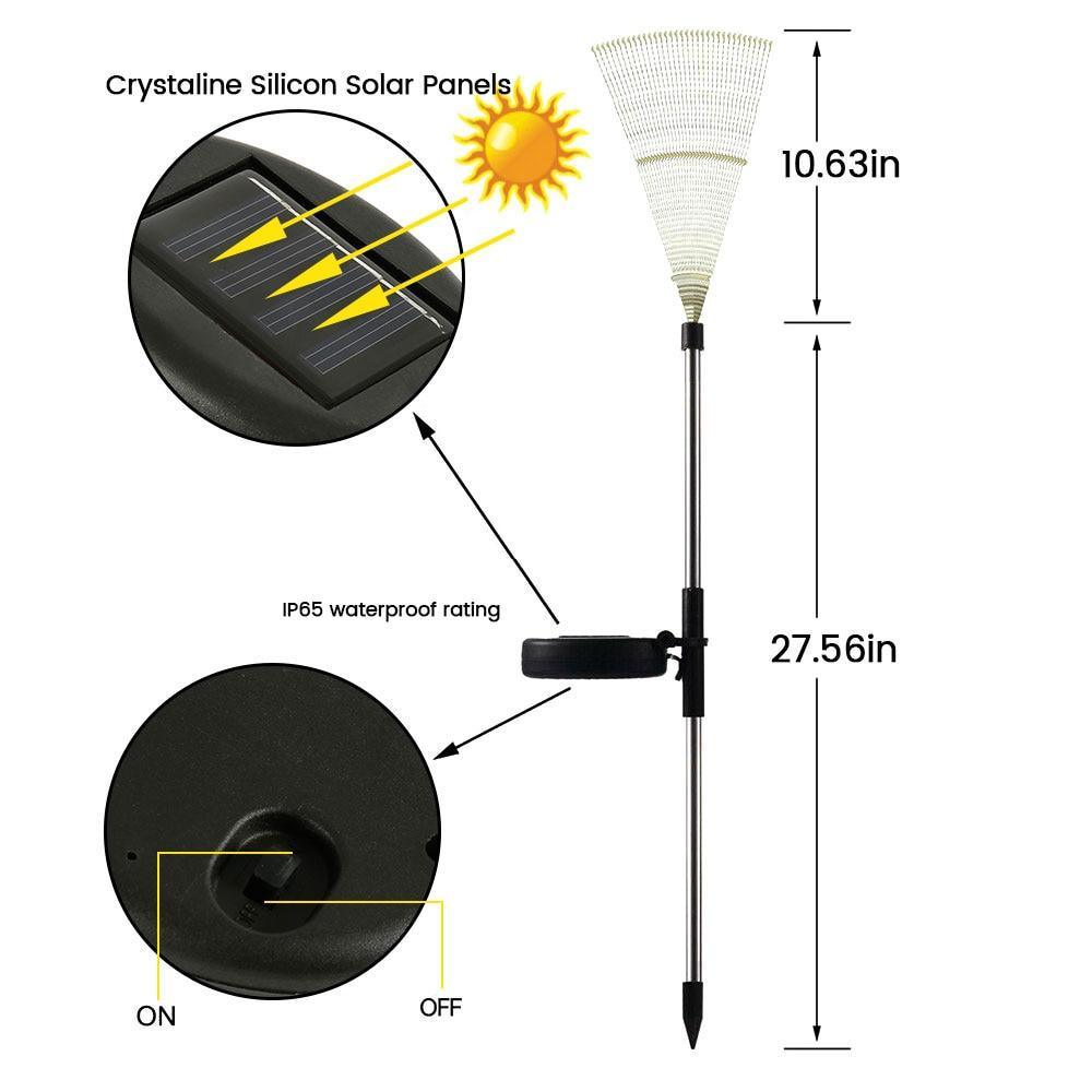 Lampe solaire LED de luxe moderne pour jardin en forme de feux d'artifice d'arbre avec fils de cuivre