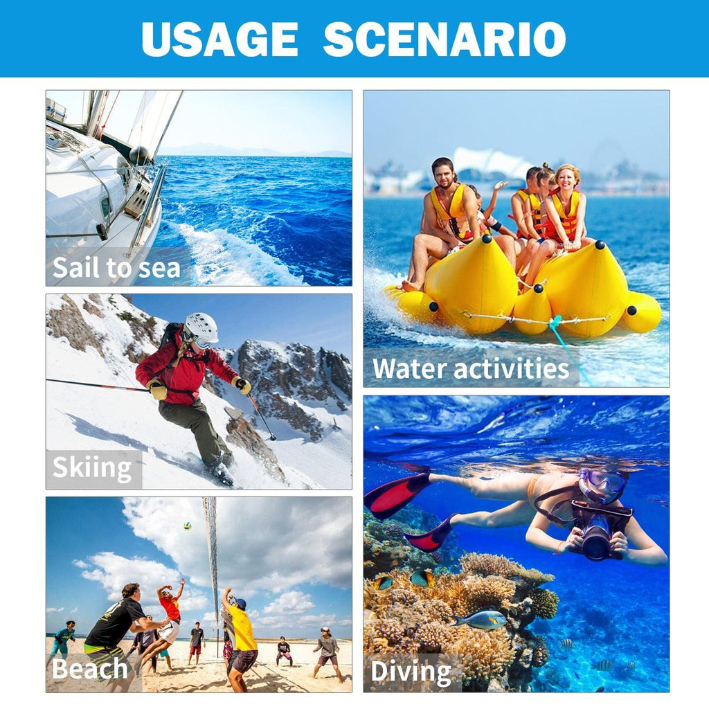 Sac de natation étanche 3 couches Sac de plage de plongée étanche à l'eau Sac de taille pour téléphone portable sous-marin Étui étanche avec ceinture réglable Étui confortable pour téléphone