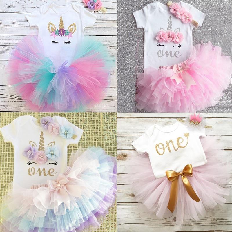 Robes tutu licorne pour nouveau-nés et tenues de premier anniversaire pour bébés filles dans un design moderne et luxueux