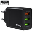 Chargeur USB noir double port Quick Charge 3.0 QC 3.0 Charge rapide Multi-chargeur portable de voyage mural chargeur de téléphone moderne
