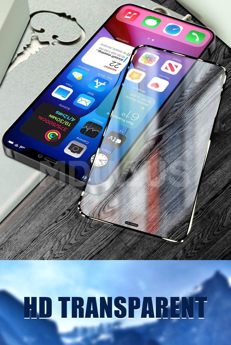 Verre de protection intégral 9999D pour iPhone 11 12 Pro XS Max X XR 12 mini, protection d'écran pour iPhone 8 7 6 6S Plus, film en verre trempé, coque de protection avant en verre trempé intégral pour iPhone