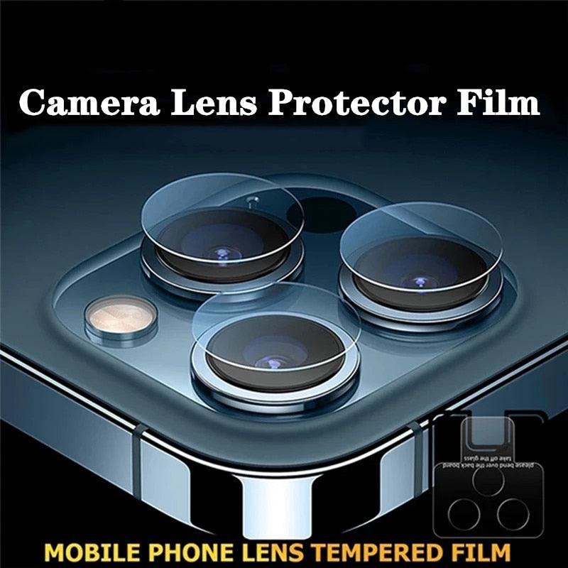 2 Films de Protection en Verre pour Objectif d'Appareil Photo pour iPhone 13 12 14 Pro Max Film Protecteur d'Écran pour iPhone 13 12 Mini 14 Pro Max Verre d'Objectif Mini Protecteur d'Objectif d'Appareil Photo