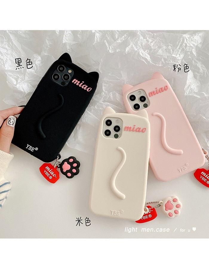 Coque de Téléphone Mignonne Oreilles de Chat Dessin Animé pour iPhone 14 12 13 11 Pro Max X XR XS 7 14 Plus Étui Souple en Silicone Mat Antichoc Design Chat Amusant Coque Arrière Mignonne
