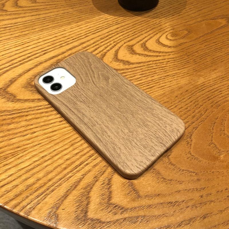 Coque de téléphone de luxe en bois simple pour iPhone 12 11 Pro Max Mini XS X XR 7 8 Plus SE Rétro Nouveau design naturel en bois de bambou doux et écologique Coque de protection pour téléphone