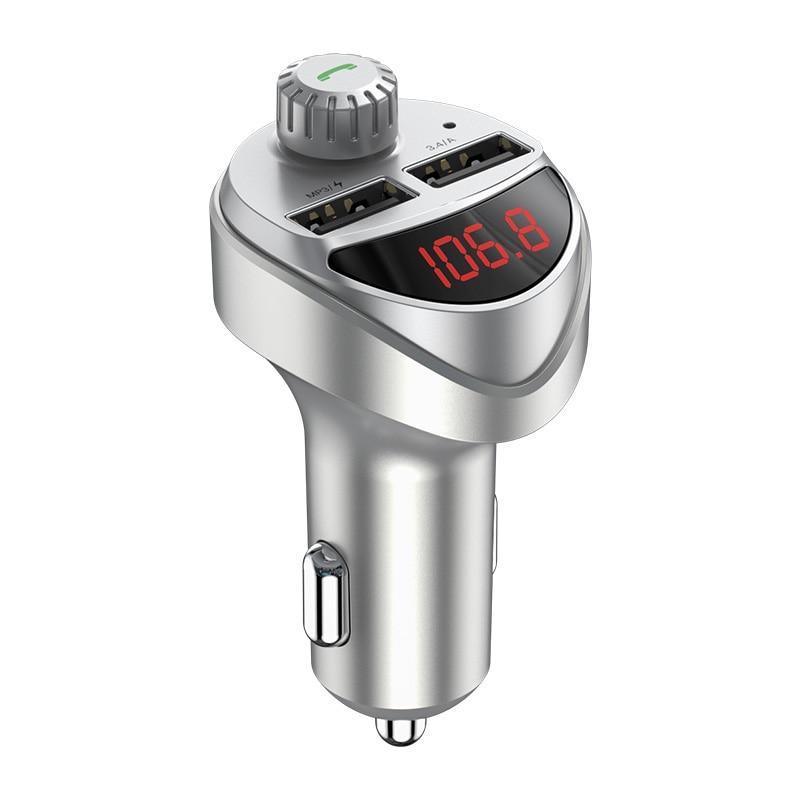 Chargeur de voiture noir Transmetteur FM Bluetooth Lecteur MP3 Audio de voiture Kit voiture carte TF Chargeur de téléphone de voiture double USB 3,4 A