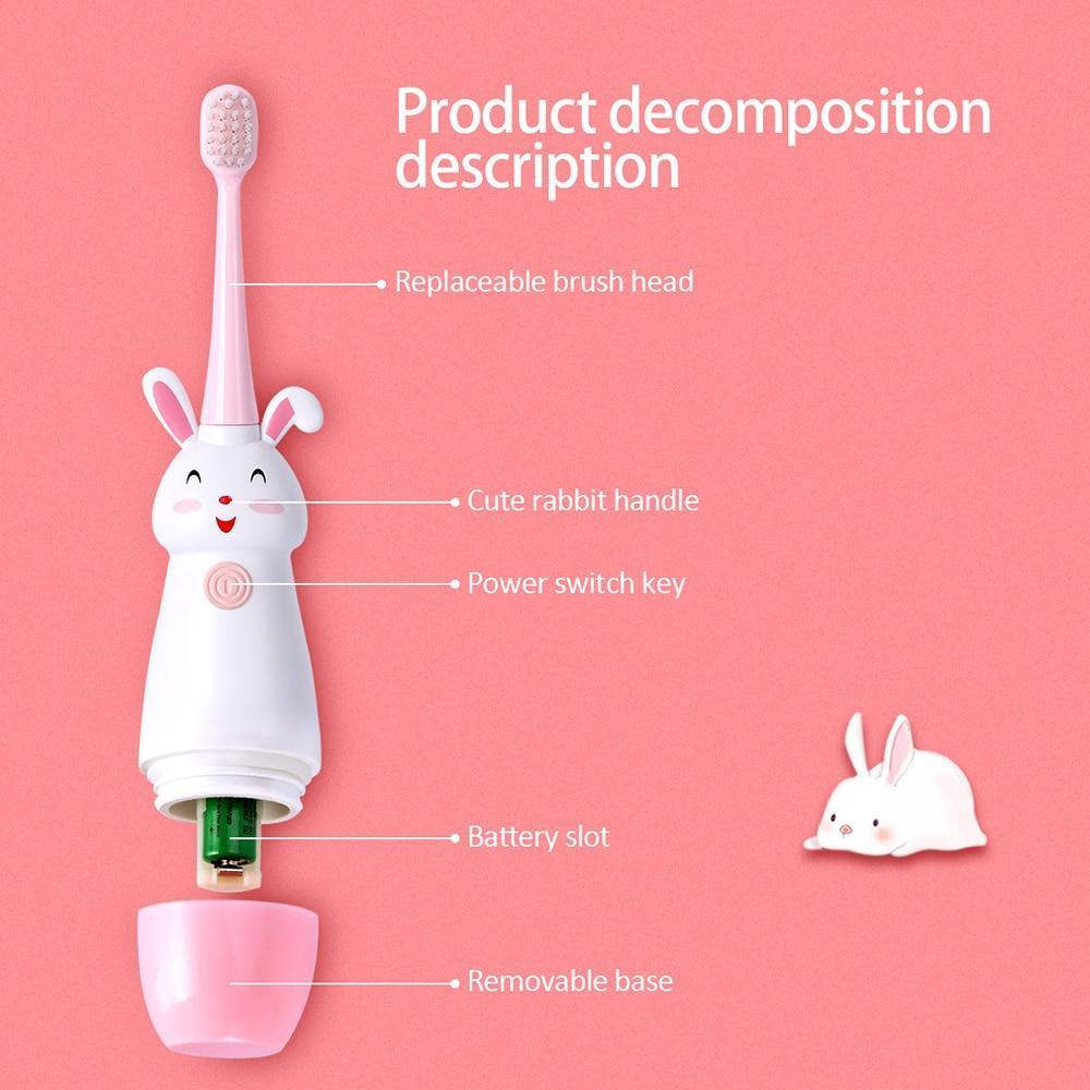 Nouvelle brosse à dents électrique à motif de dessin animé, brosse à dents électrique pour enfants avec tête de rechange souple, brosse à dents vibrante pour garçons et filles de 3 à 13 ans, étanche IPX7, cadeau de Noël pour enfants