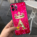 Coque de téléphone à lettres brillantes roses pour Iphone 11 7 Pro Xr X Xs Max 6 6s 8 Plus Paillettes Strass Coque de téléphone Souple Coque antichoc à paillettes scintillantes Coque de protection rose pour femmes
