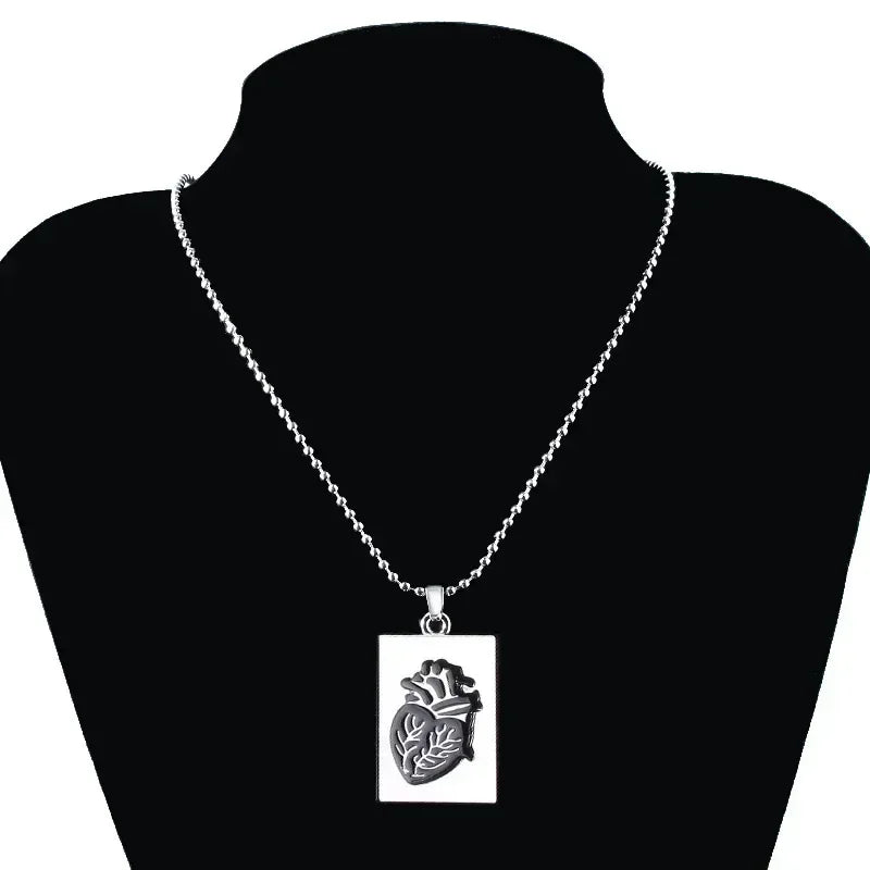 Paire de Pendentifs Cœurs Anatomiques Collier Amoureux Puzzle Mode Acier Inoxydable Chaîne Couple Colliers Cadeau Saint-Valentin Femme