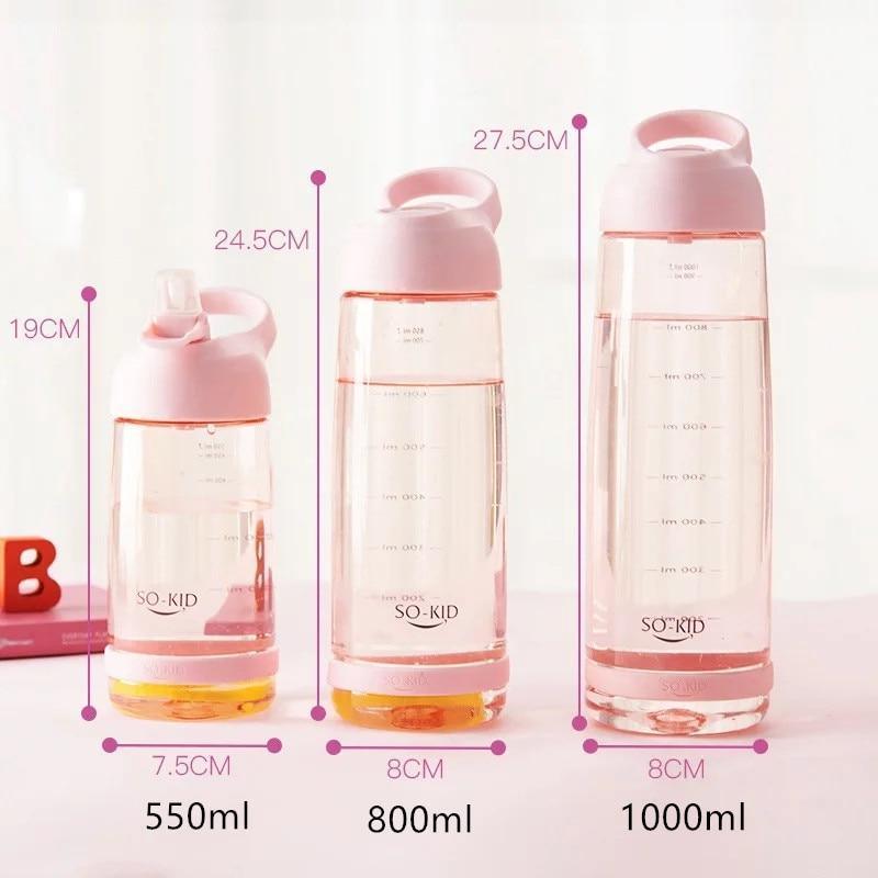 Bouteille d'eau portable avec paille en plastique sain, gourde de voyage pour sport et boissons pour enfants