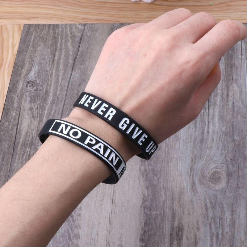 Bracelets Motivants en Caoutchouc de Silicone "Never Give Up" – Cadeau Idéal pour Hommes et Femmes, Style Tendance Cool