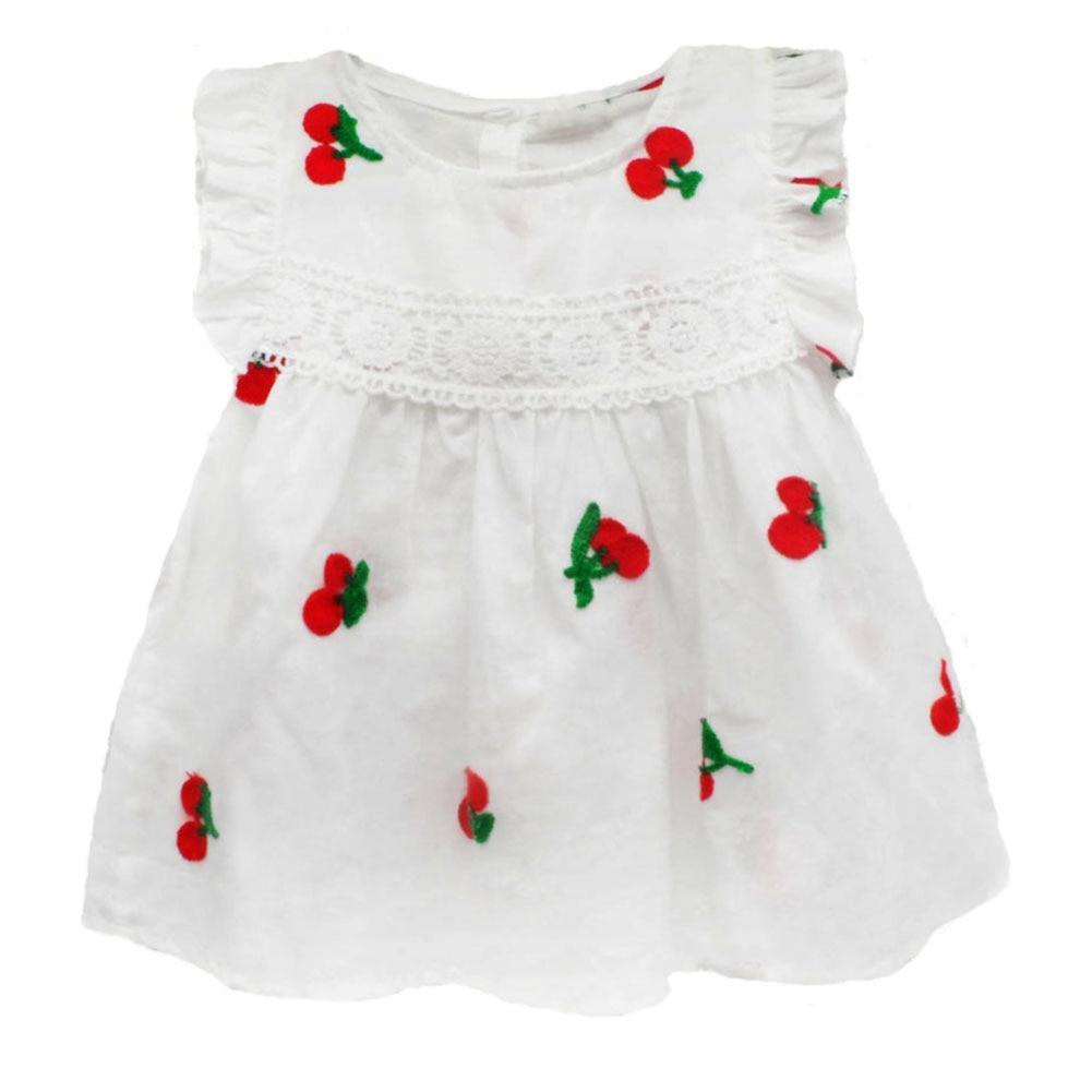 Robes d'été pour bébé avec manches à volants pour nouveau-né, en coton, sans manches, motif ananas, pour fillettes