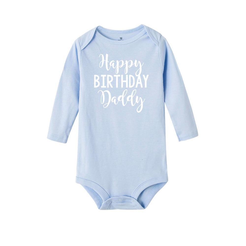 Joyeux Anniversaire Papa, Grenouillère Bébé Unisexe à Manches Longues pour Nouveau-nés, Motifs Modernes avec Imprimé de Fête