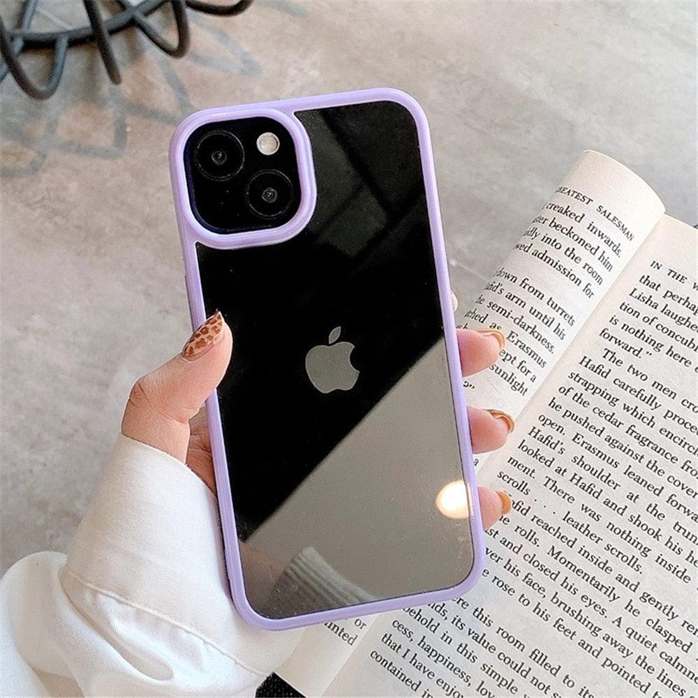 Coque de téléphone unisexe antichoc mignonne en silicone pour iPhone 14 11 12 13 Pro Max, étui de protection arrière transparent coloré en silicone pour iPhone