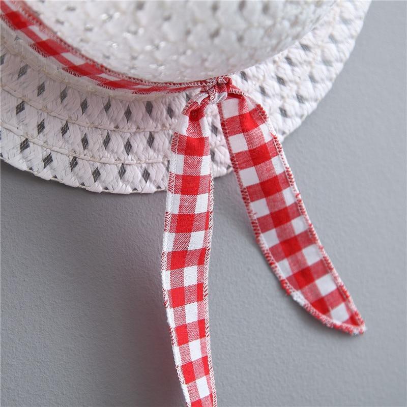 Robe de soirée d'été à carreaux avec nœud pour bébé fille, ensemble de 2 pièces (robe + chapeau)