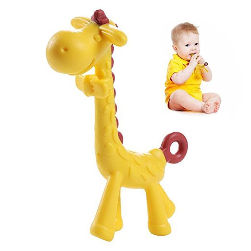 Jouet de dentition unique en silicone en forme de girafe de dessin animé pour bébé, nouveau jouet à suspendre pour l'éveil de bébé
