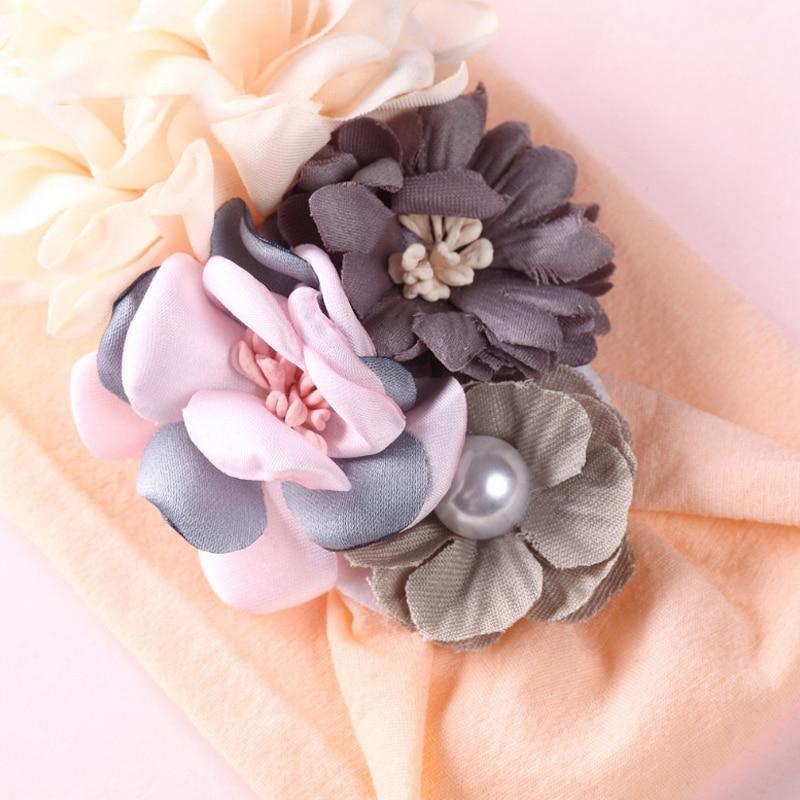 Bandeaux à fleurs faits à la main pour bébés filles, en nylon élastique, accessoires de cheveux pour bébés filles