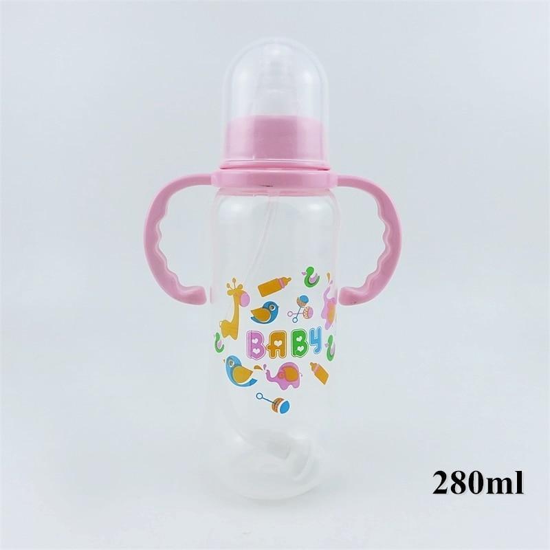 Biberon unisexe pour bébé 150/280 ml à col large en silicone souple avec paille pour nouveau-né avec poignée
