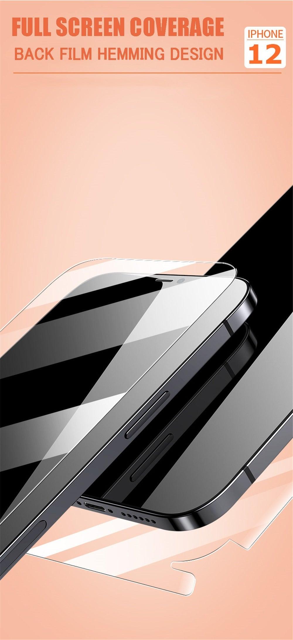 Film protecteur avant et arrière 360 Full Body pour iPhone 14 13 Pro Max 12 Film trempé Premium HD Clarté Anti-empreintes digitales/rayures Film de protection d'écran 11 Mini Coque ultra fine mate transparente
