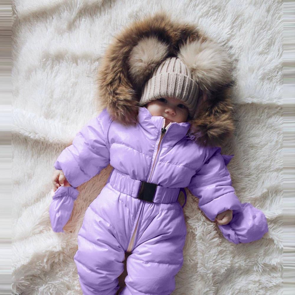 Vêtements d'hiver pour bébés, combinaison de neige chaude et épaisse à capuche pour garçons et filles