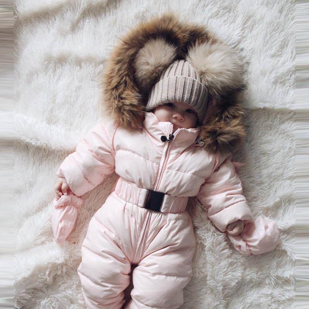 Vêtements d'hiver pour bébés, combinaison de neige chaude et épaisse à capuche pour garçons et filles