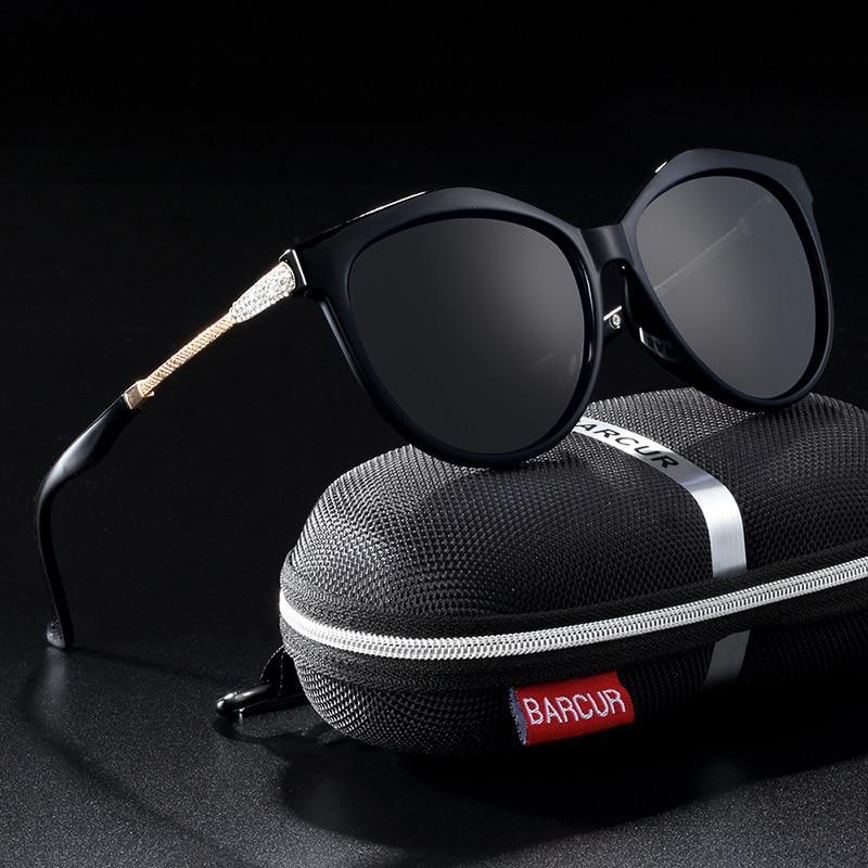 Stevvex - Lunettes de soleil polarisées œil de chat pour femme, verres dégradés ronds, oculos lunette de soleil femme