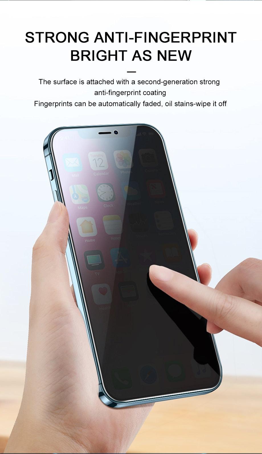 Verre de protection de confidentialité 8K pour iPhone 11 12 13 14 Pro Max XR Verre trempé anti-espion pour iPhone 14 13 12 Film de protection d'écran bord à bord Film de protection d'écran compatible avec les coques