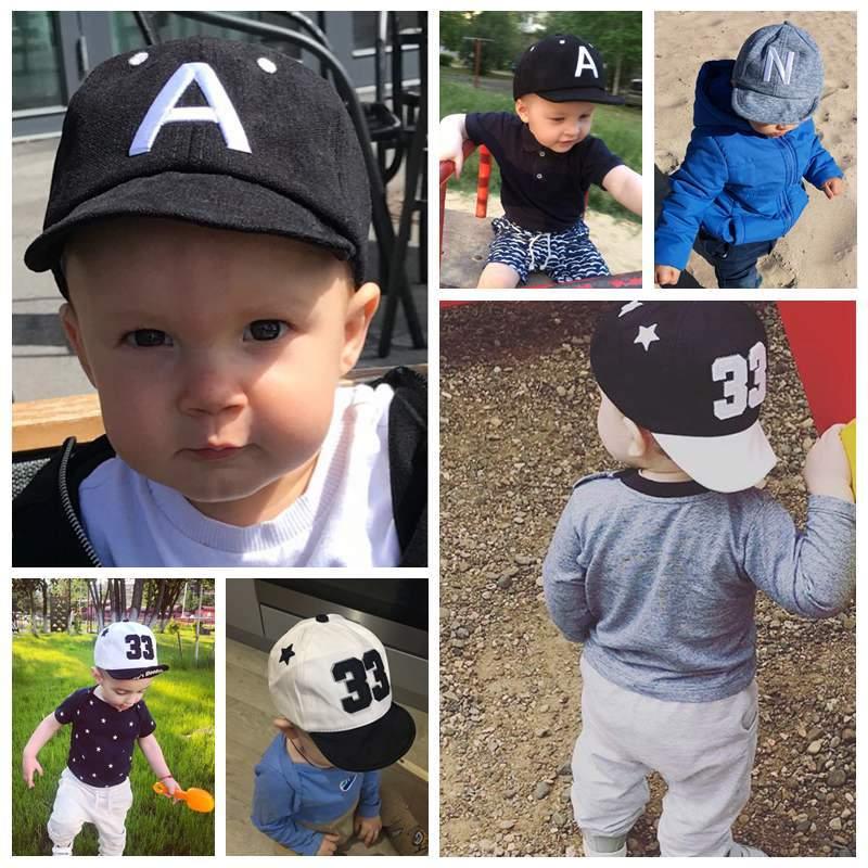 Bébé Garçon Chapeau Lettre Enfants Casquette de Baseball Coton Réglable Chapeaux de Soleil Filles Casquettes à Visière Été Hiver Design Moderne