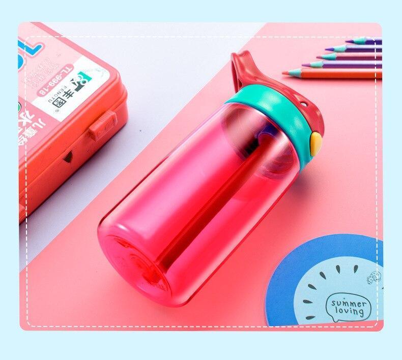 Gourde pour enfants 480ML Tasse d'alimentation créative et sûre pour bébé avec pailles Bouteilles d'eau étanches Tasses portables pour enfants en plein air