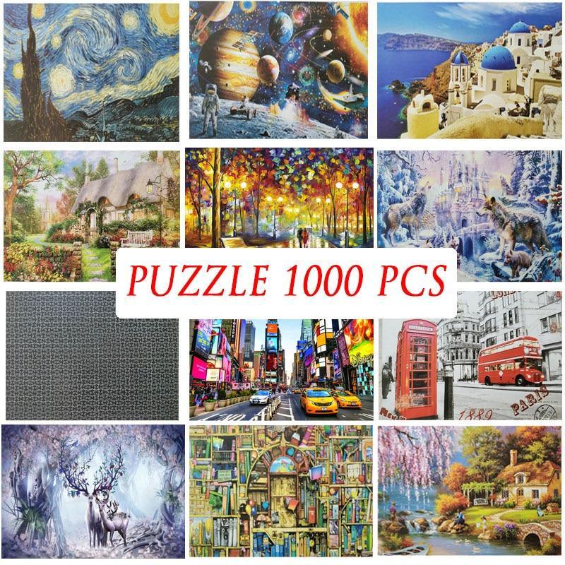 1000 pièces en bois à assembler, puzzle paysage Voyage dans l'espace, jouets pour adultes, enfants et amusement à la maison
