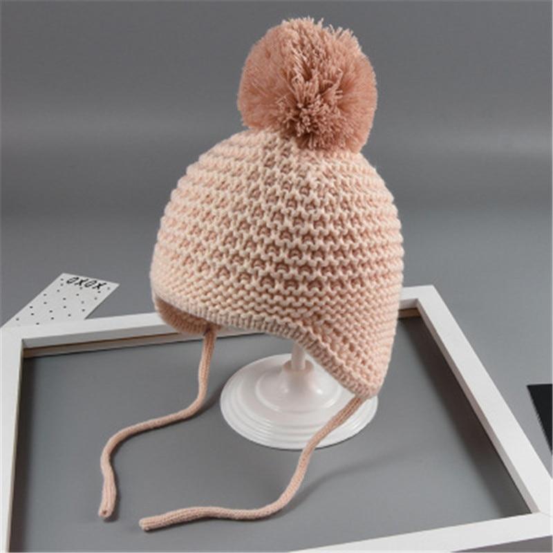 Joli bonnet à pompon pour bébé, casquettes en coton tricotées pour filles/garçons, bonnets à capuche en laine chaude, chapeaux pour tout-petits pour l'hiver