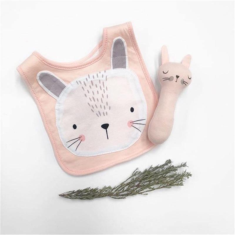 Bavette en coton de luxe avec imprimé animal de dessin animé et boutons-pression, serviette de salive imperméable, tablier d'alimentation pour bébé et enfant