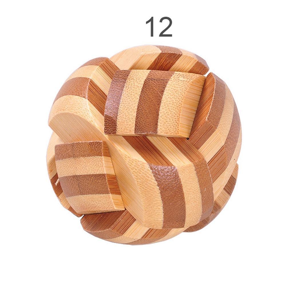 Casse-têtes 3D en bois imbriqués (12 styles) – Jeu en bambou petite taille pour adultes et enfants