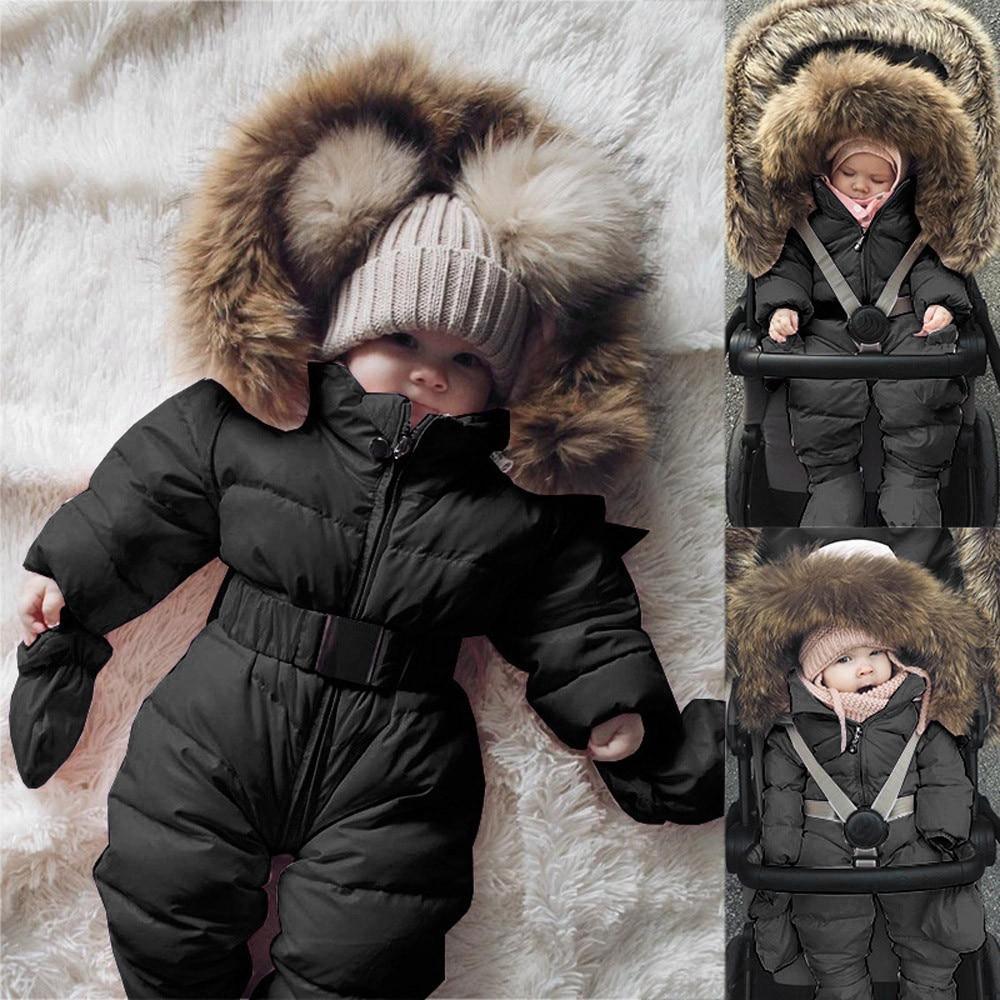 Vêtements d'hiver pour bébés, combinaison de neige chaude et épaisse à capuche pour garçons et filles