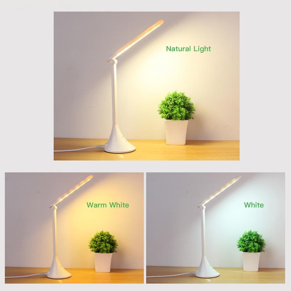 Lampe de table tactile LED STEVVEX pliable alimentée par USB, intensité variable, lampe de bureau LED avec protection oculaire, lampe de lecture pour étudiant, lampe de bureau (blanc)