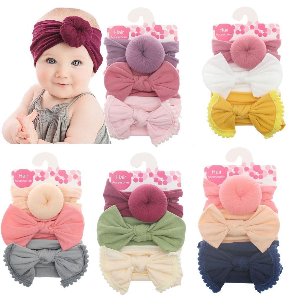 Bébé Mode Nylon Nœud Bandeau Nouveau-né Nœud Boule Ronde Écharpe de Tête Fleur Turban Filles Bandeaux Cheveux Nœud Pour Enfants