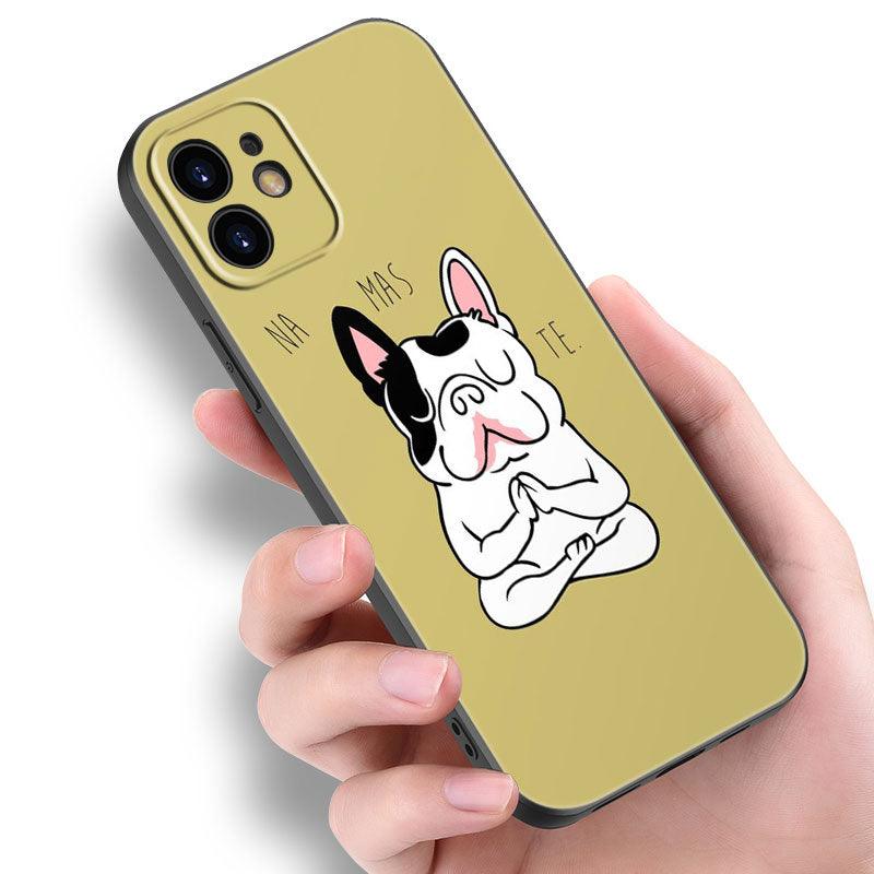 Coque de téléphone chiot bouledogue français mignon pour iPhone 14 13 12 Mini 11 Pro Max 7 8 Xr X Xs 7 8 Plus Se 2020 2022 Housse de téléphone mince transparente en silicone souple et élastique