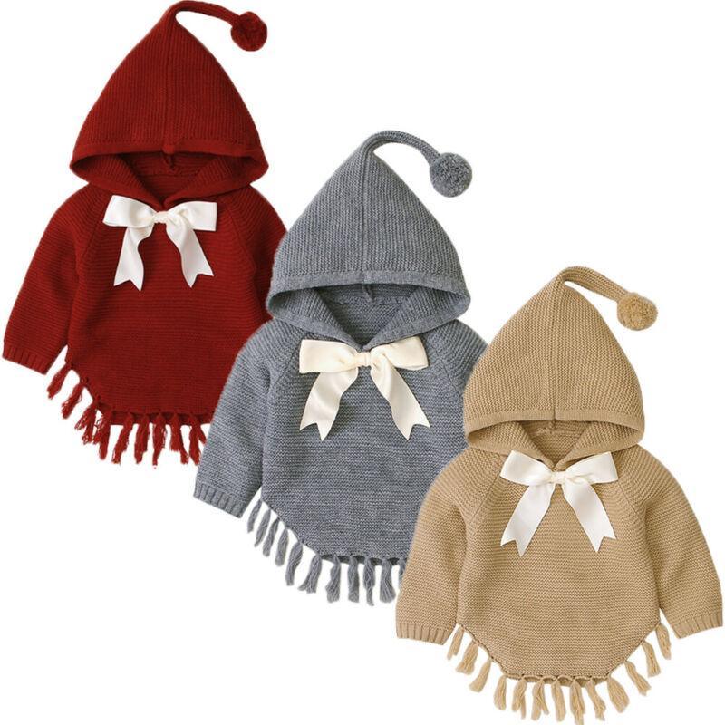 Manteau Bébé Fille, Cape, Manche Longue, Pull, Nœud, Veste, Vêtements d'Extérieur, Manteau de Luxe Pour Filles
