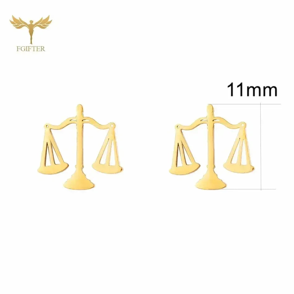 Ensemble collier pendentif boucles d'oreilles Balance en acier inoxydable Accessoires Femme Déesse de la Justice Symbole de l'Équité Bijoux Femme