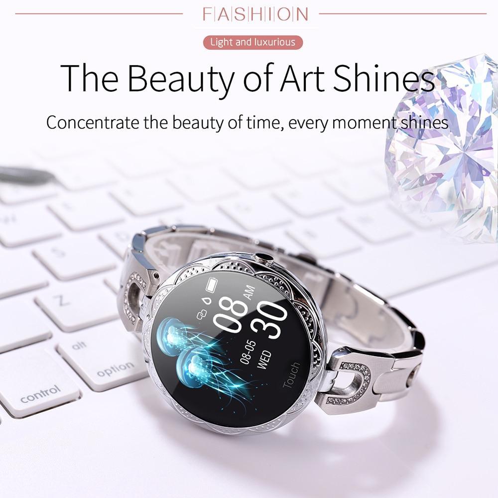 Montre connectée étanche pour femmes Moniteur de fréquence cardiaque Dispositif portable de sport Montre intelligente pour femmes Dames